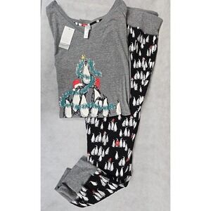 Cacique Lane Bryant Pajama Set Size 14/16 Long Sleeve Shirt and Pant Holiday NWT